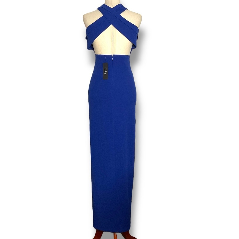 Lulu's Royal Blue Halter Neck High Slit Maxi Dress Size XSmall - Picture 5 of 6